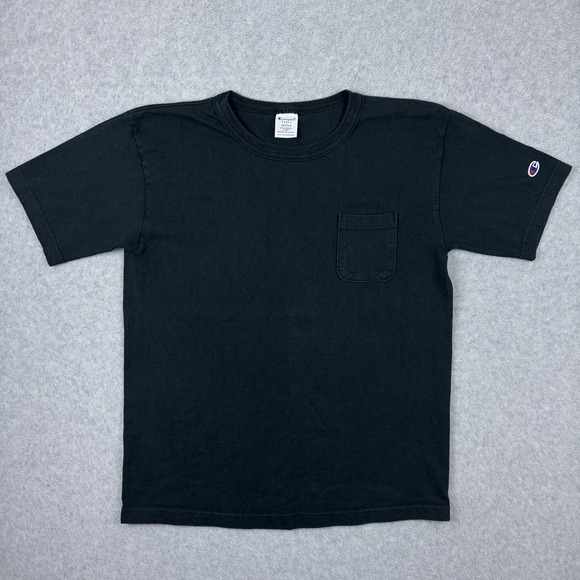 Vintage Champion T Shirt Mens Medium Black T1011 Heavy Cotton Blank 90s USA Made - Picture 1 of 8